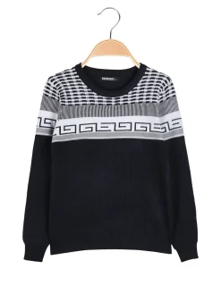 Brum Beby Pullover girocollo da bambino in maglia - blu scuro
