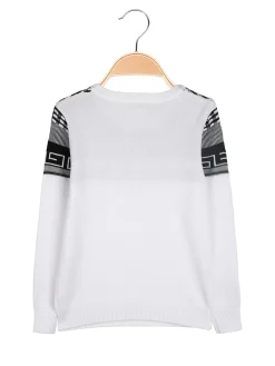 Brum Beby Pullover girocollo da bambino in maglia - bianco