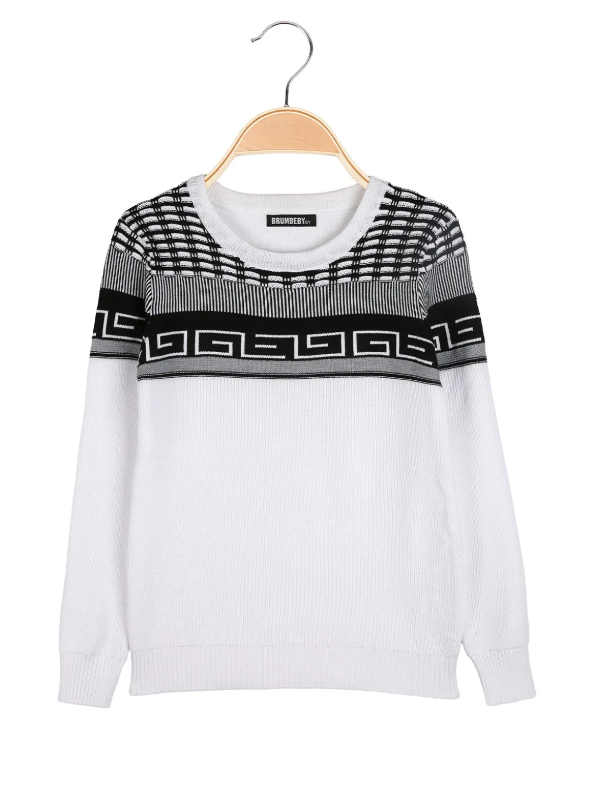 Brum Beby Pullover girocollo da bambino in maglia - bianco