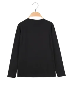 Brum Beby T-shirt da bambino a maniche lunghe con stampa - nero