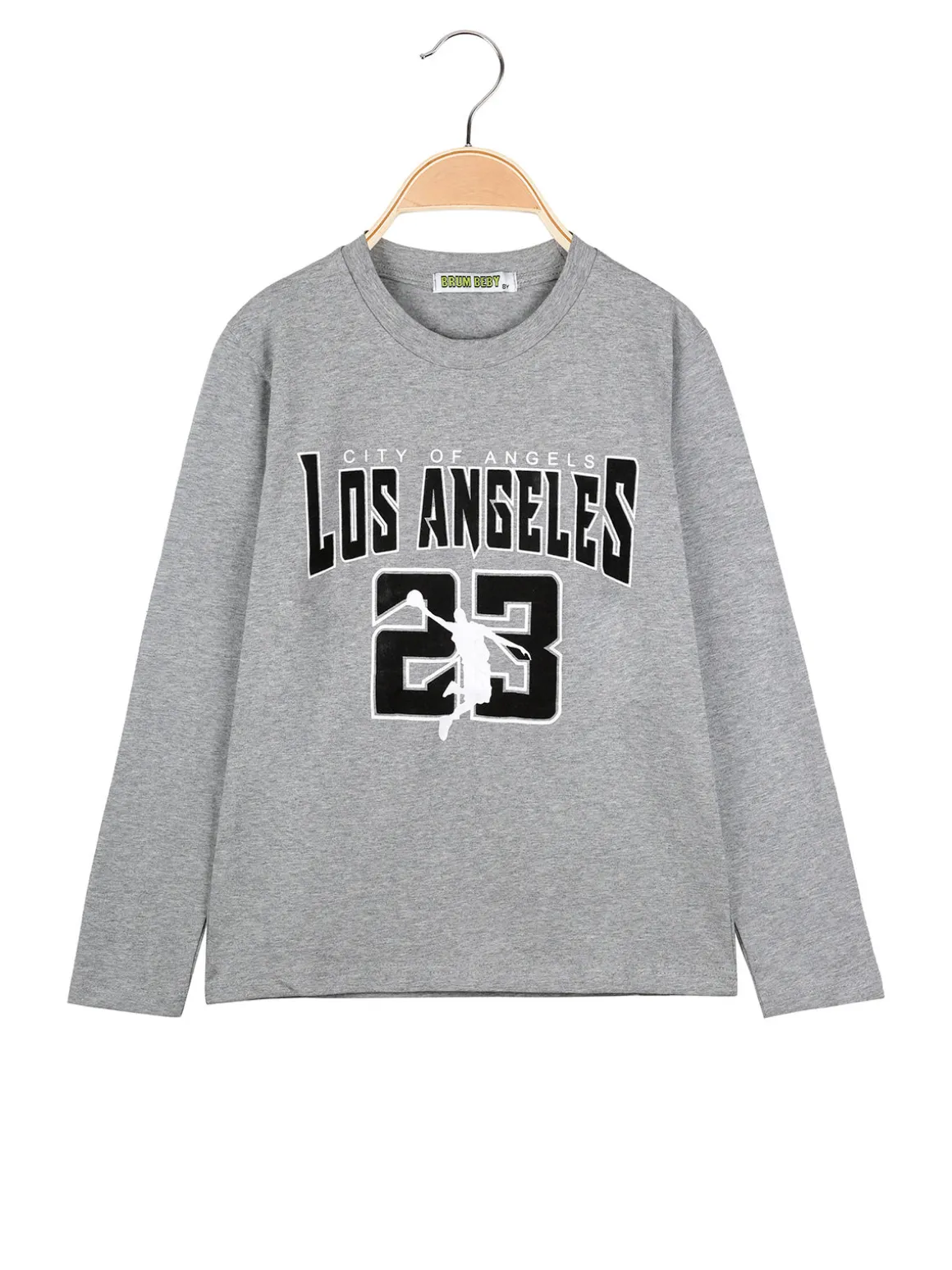 Brum Beby T-shirt da bambino a maniche lunghe con stampa - grigio