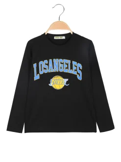 Brum Beby T-shirt maniche lunghe da bambino con stampa - nero
