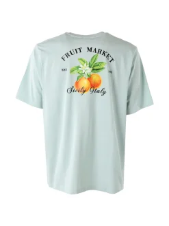 Buoncostume T-shirt da uomo in cotone con stampa davanti e dietro - acqua marina