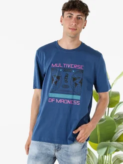 Buoncostume T-shirt girocollo da uomo in cotone con stampa - avion