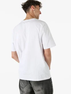 Buoncostume T-shirt girocollo da uomo in cotone con stampa - bianco