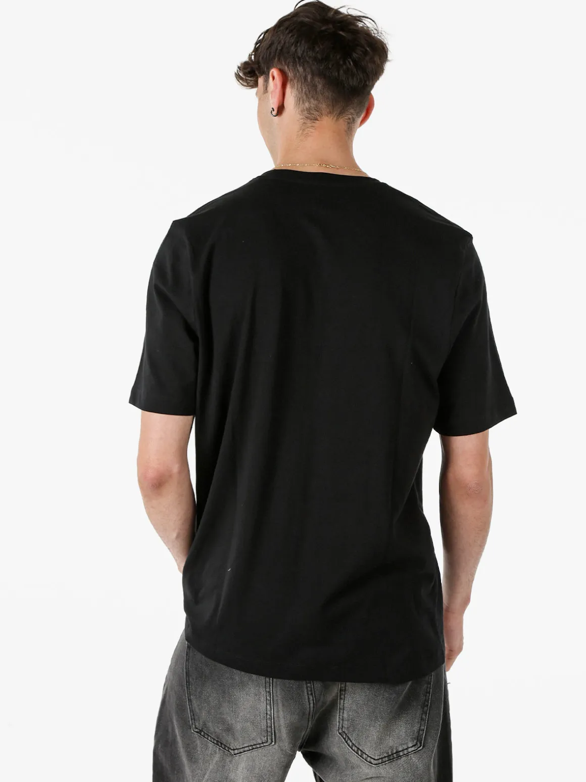 Buoncostume T-shirt girocollo da uomo in cotone con stampa - nero