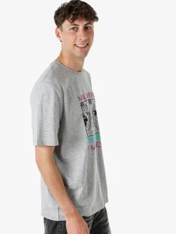 Buoncostume T-shirt girocollo da uomo in cotone con stampa - grigio