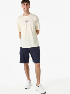Buoncostume T-shirt in cotone da uomo con stampa AMALFI davanti e dietro - panna