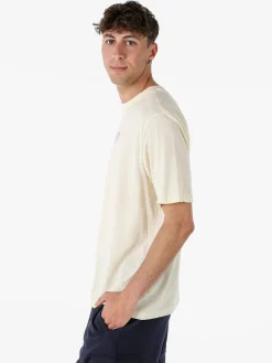 Buoncostume T-shirt in cotone da uomo con stampa AMALFI davanti e dietro - panna