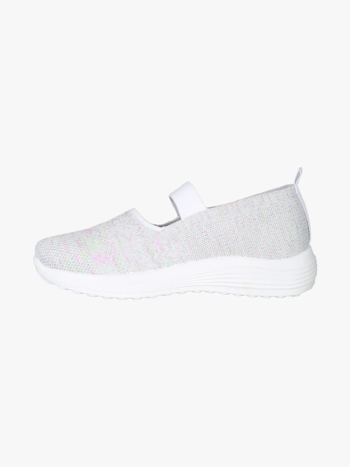 Canguro Ballerine donna in maglia con zeppa e fascia elastica - bianco