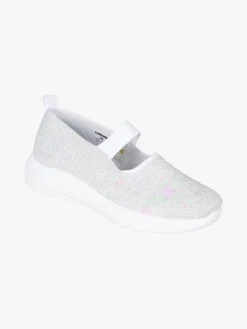Canguro Ballerine donna in maglia con zeppa e fascia elastica - bianco