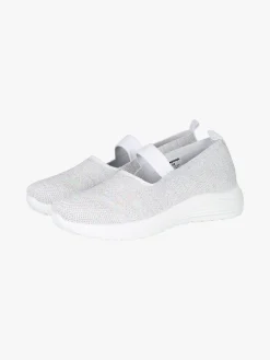 Canguro Ballerine donna in maglia con zeppa e fascia elastica - bianco