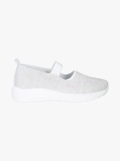 Canguro Ballerine donna in maglia con zeppa e fascia elastica - bianco