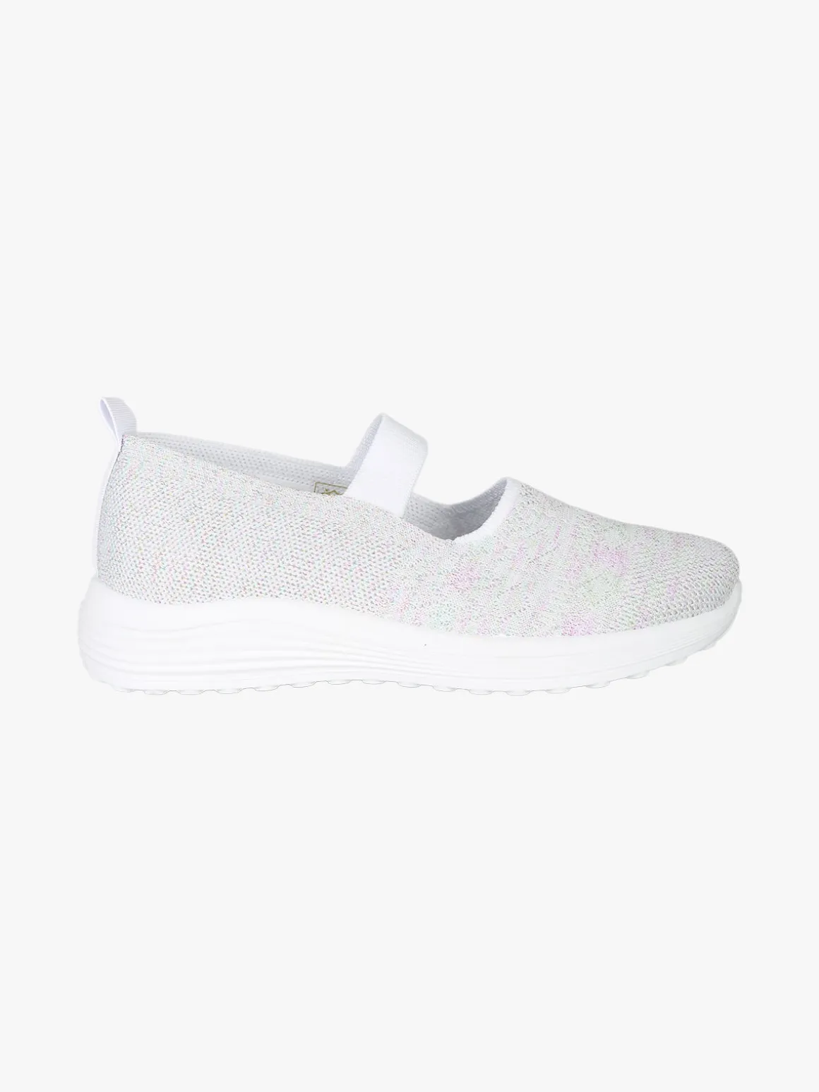 Canguro Ballerine donna in maglia con zeppa e fascia elastica - bianco