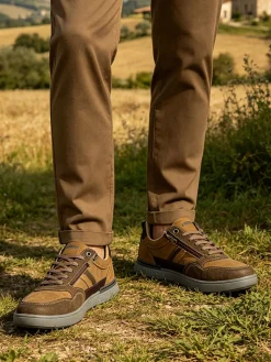 Canguro Sneakers basse da uomo con lacci e zip - taupe