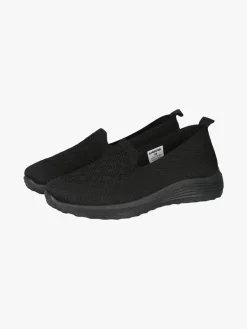 Canguro Sneakers donna slip on in maglia con zeppa - nero