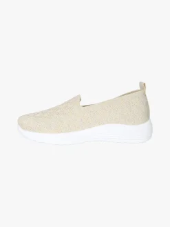Canguro Sneakers donna slip on in maglia con zeppa - oro