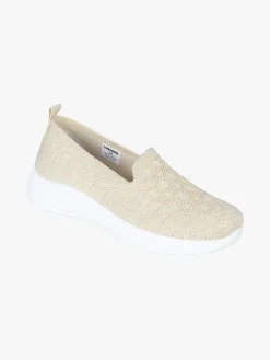 Canguro Sneakers donna slip on in maglia con zeppa - oro