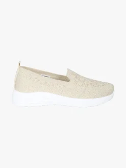 Canguro Sneakers donna slip on in maglia con zeppa - oro