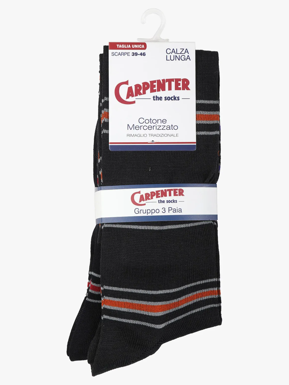 Carpenter 3 paia calze lunghe da uomo a righe