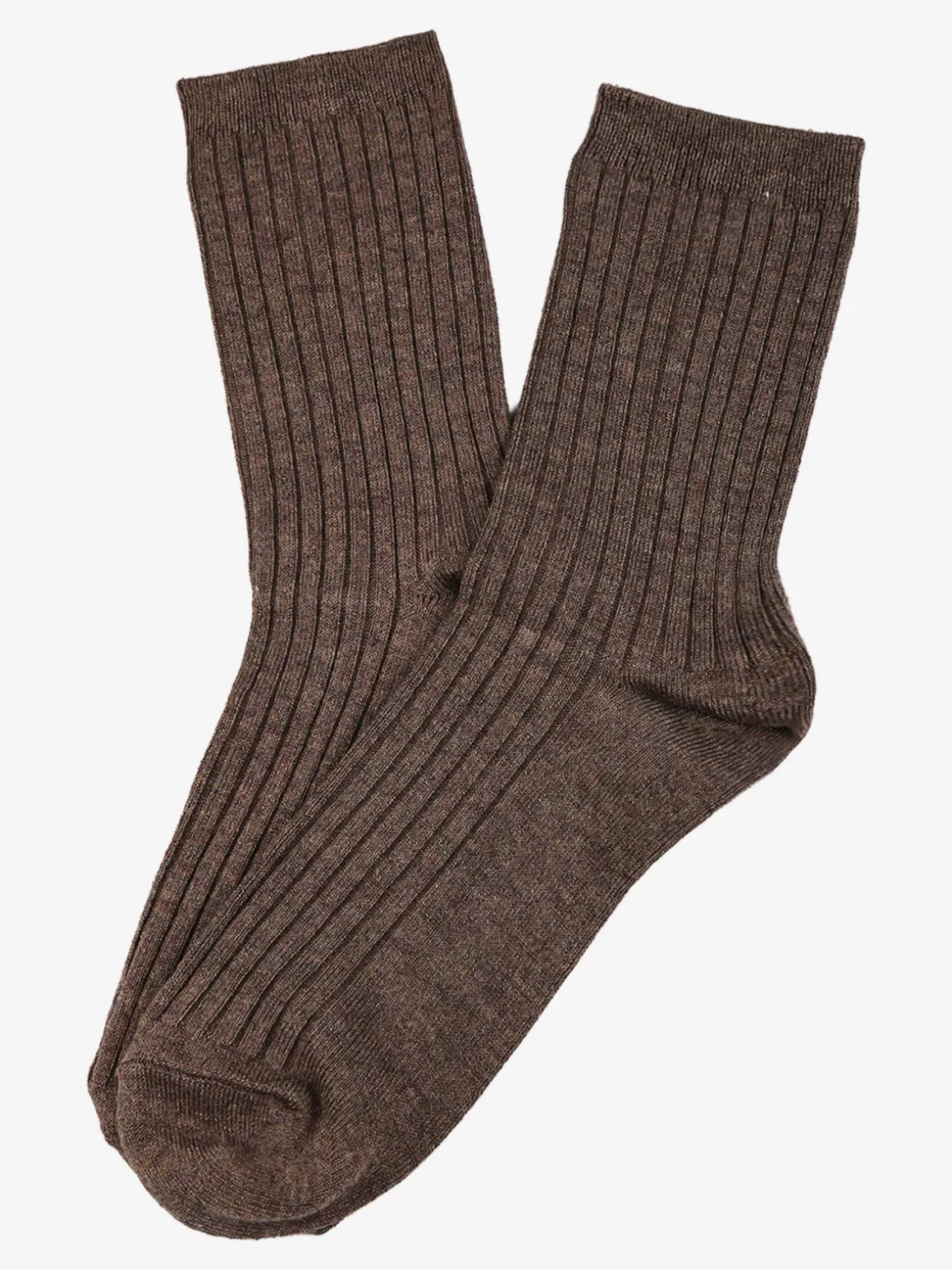 Cashmere Blend Calze corte donna a coste in misto cashmere - marrone