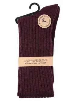 Cashmere Blend Calze lunghe donna in misto cashmere - bordeaux