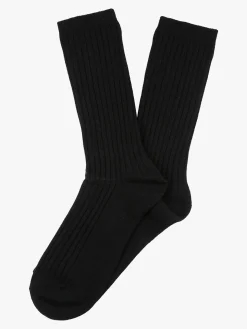 Cashmere Blend Calze lunghe donna a coste in misto cashmere - nero