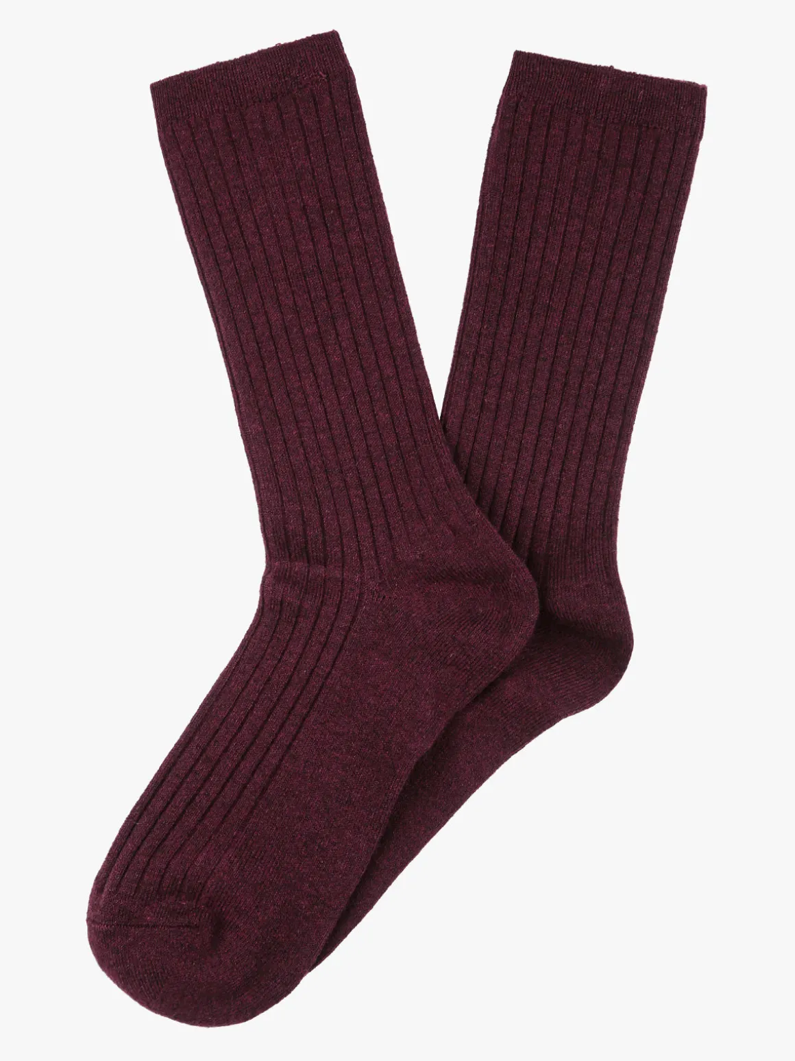 Cashmere Blend Calze lunghe donna a coste in misto cashmere - bordeaux
