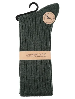 Cashmere Blend Calze lunghe donna in misto cashmere - verde