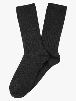 Cashmere Blend Calze lunghe donna a coste in misto cashmere - grigio