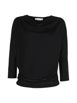 Caspiche Blusa donna con scollo a cascata e maniche a pipistrello