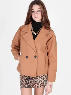 158c Cappotto corto da donna oversize con chiusura doppiopetto