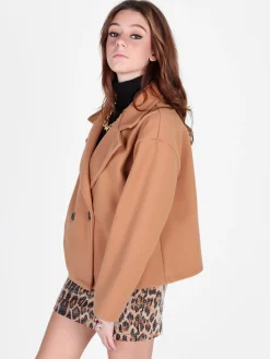 158c Cappotto corto da donna oversize con chiusura doppiopetto