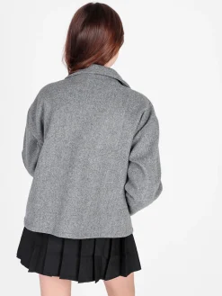 158c Cappotto corto da donna oversize con chiusura doppiopetto