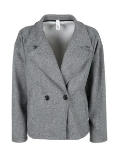 158c Cappotto corto da donna oversize con chiusura doppiopetto
