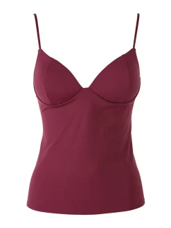 C'Est Monique Top donna con coppe imbottite e spalline sottili - bordeaux