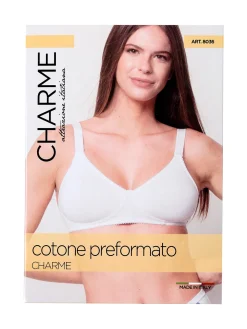 Charme Attrazione Italiana Reggiseno bielastico in cotone senza ferretto COPPA B - bianco