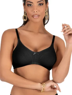 Charme Attrazione Italiana Reggiseno sfoderato in cotone senza ferretto COPPA B - nero