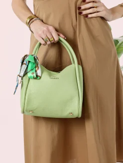 Charro Borsa a mano mini tote con foulard - verde