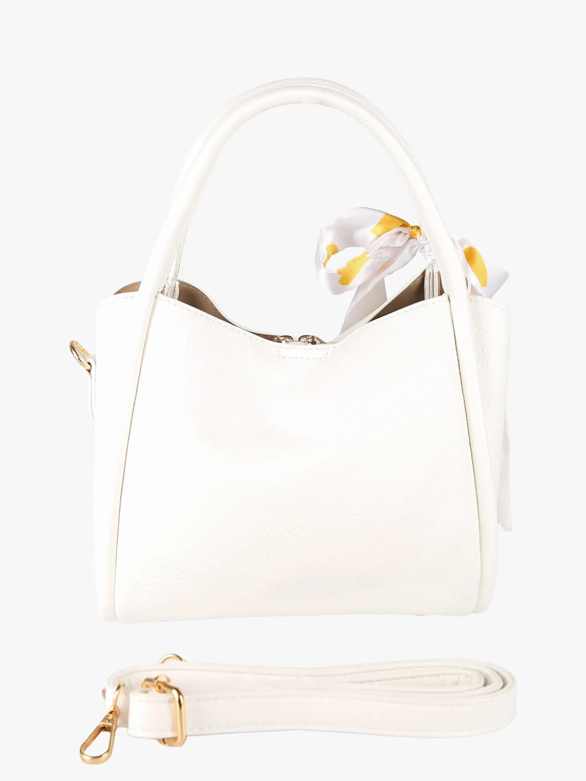 Charro Borsa a mano mini tote con foulard - bianco