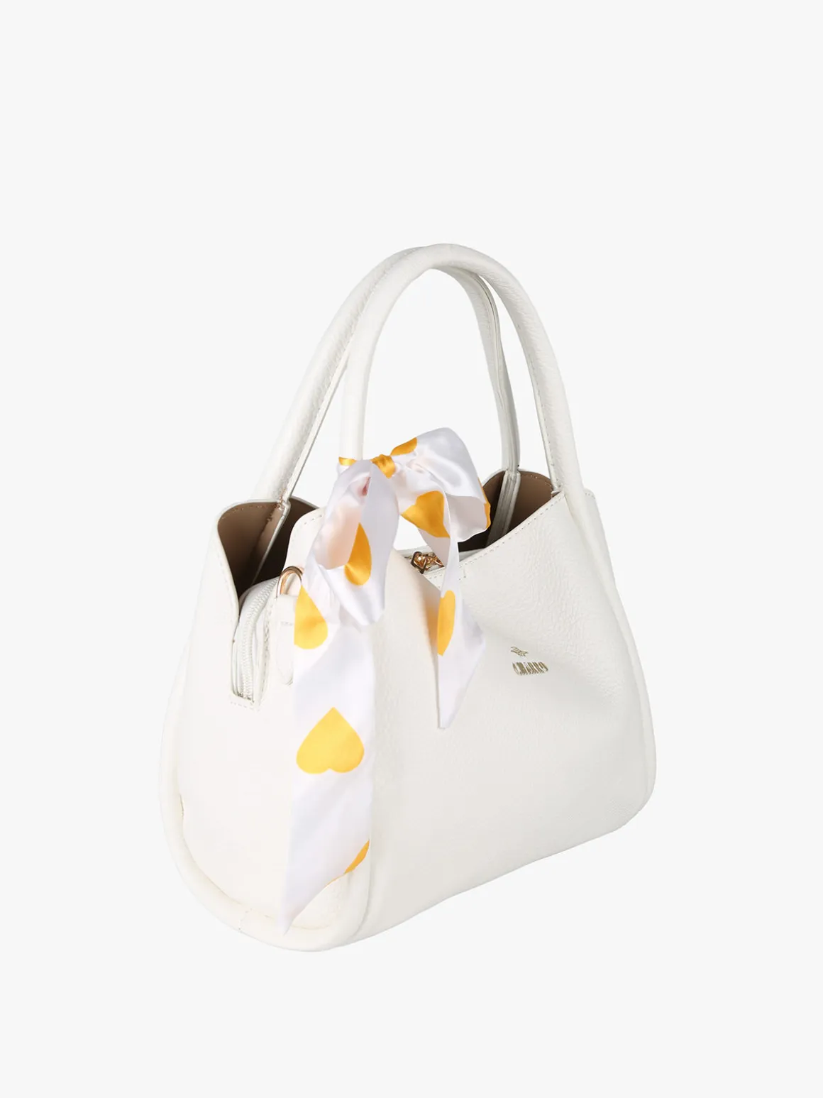 Charro Borsa a mano mini tote con foulard - bianco