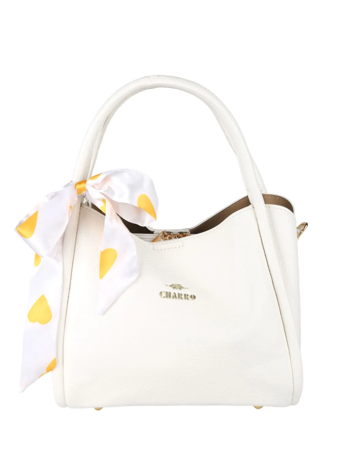 Charro Borsa a mano mini tote con foulard - bianco