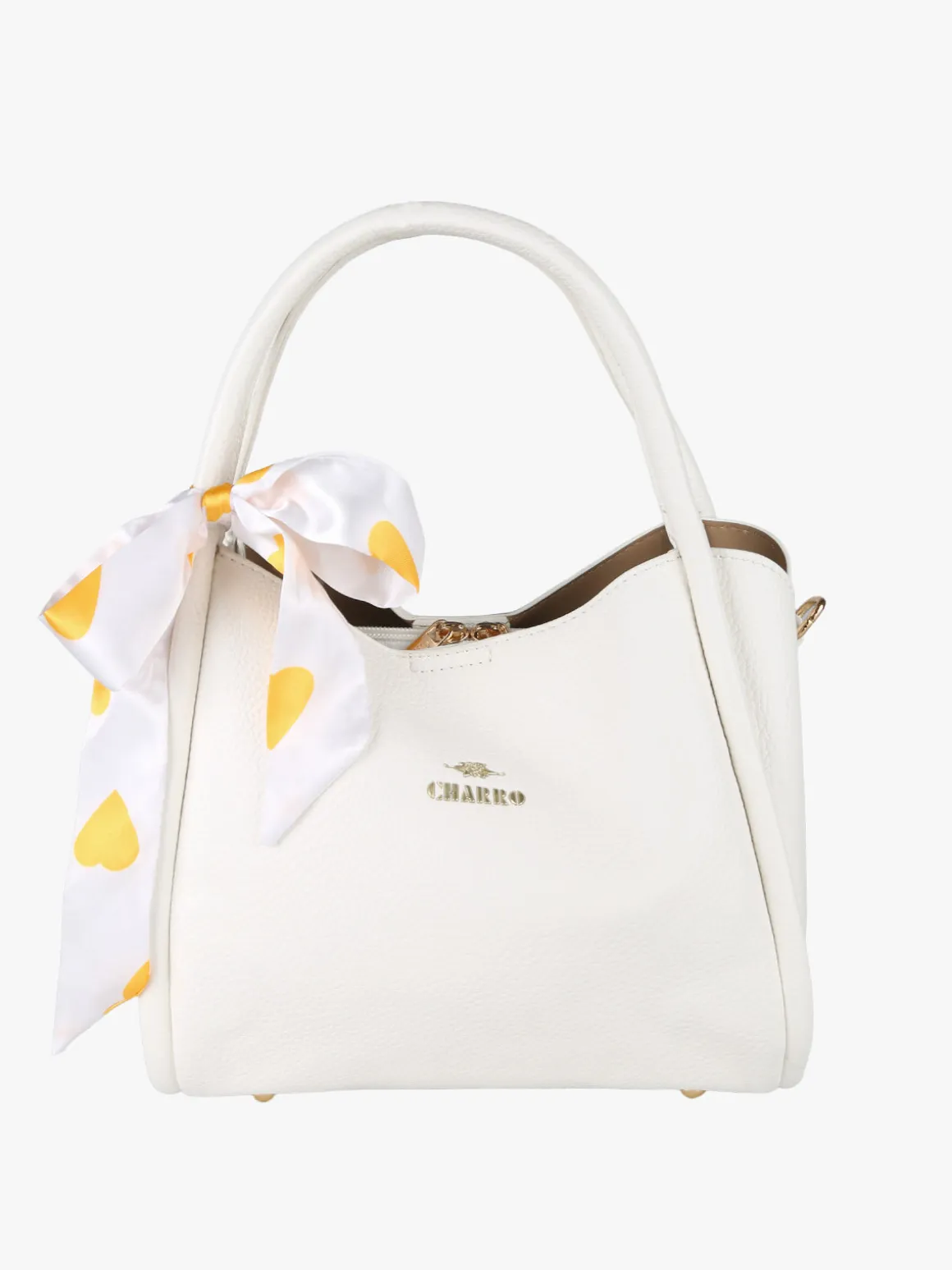 Charro Borsa a mano mini tote con foulard - bianco