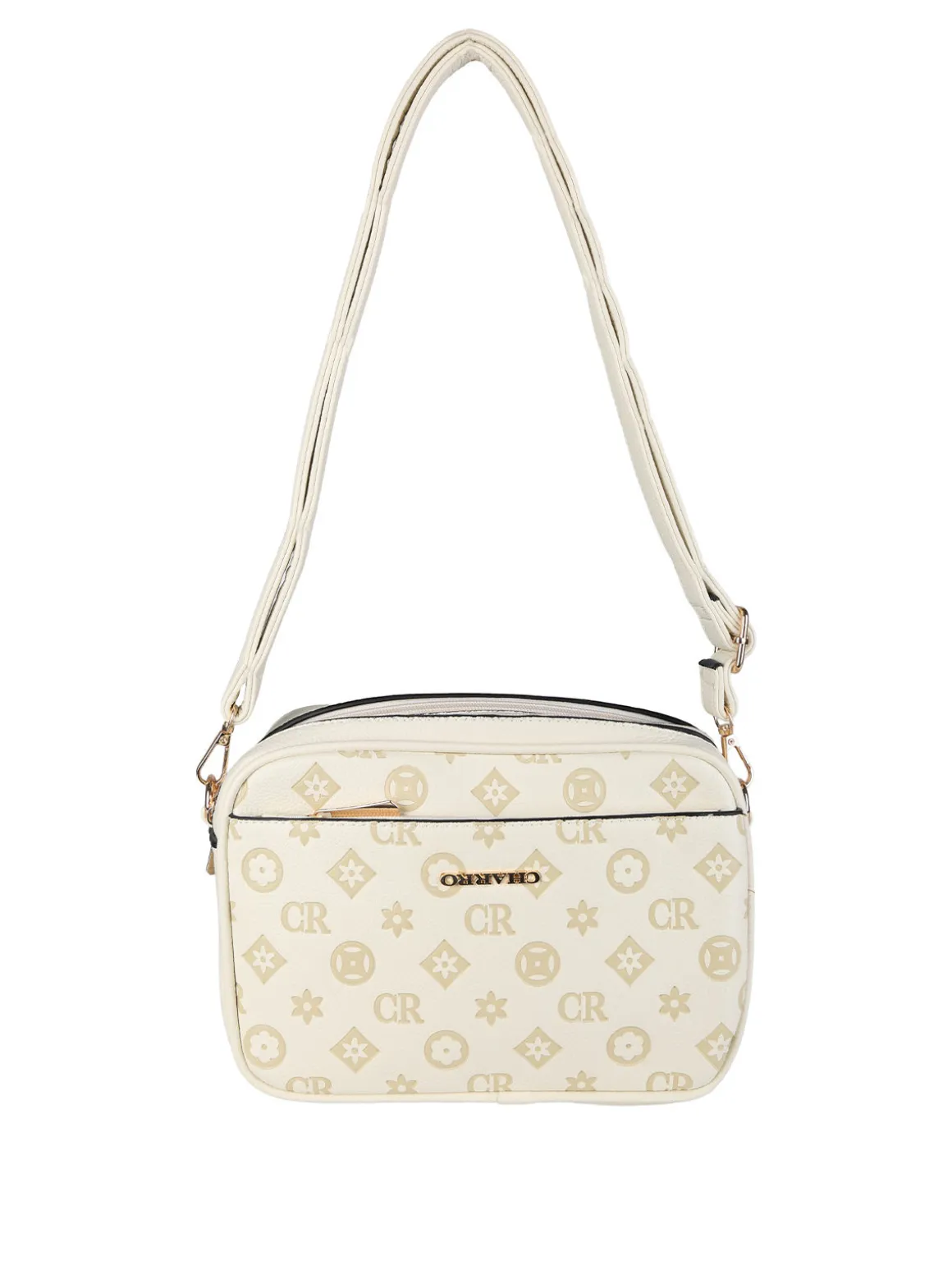 Charro Borsa a tracolla da donna con stampa monogramma - beige