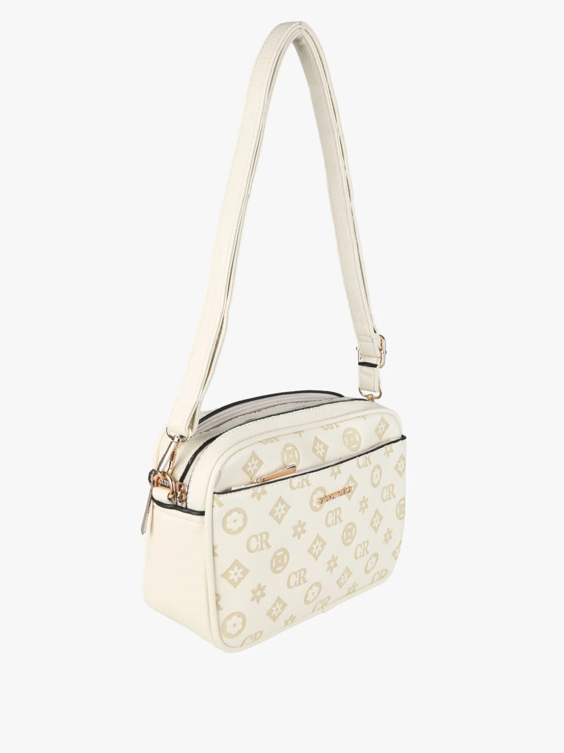 Charro Borsa a tracolla da donna con stampa monogramma - beige