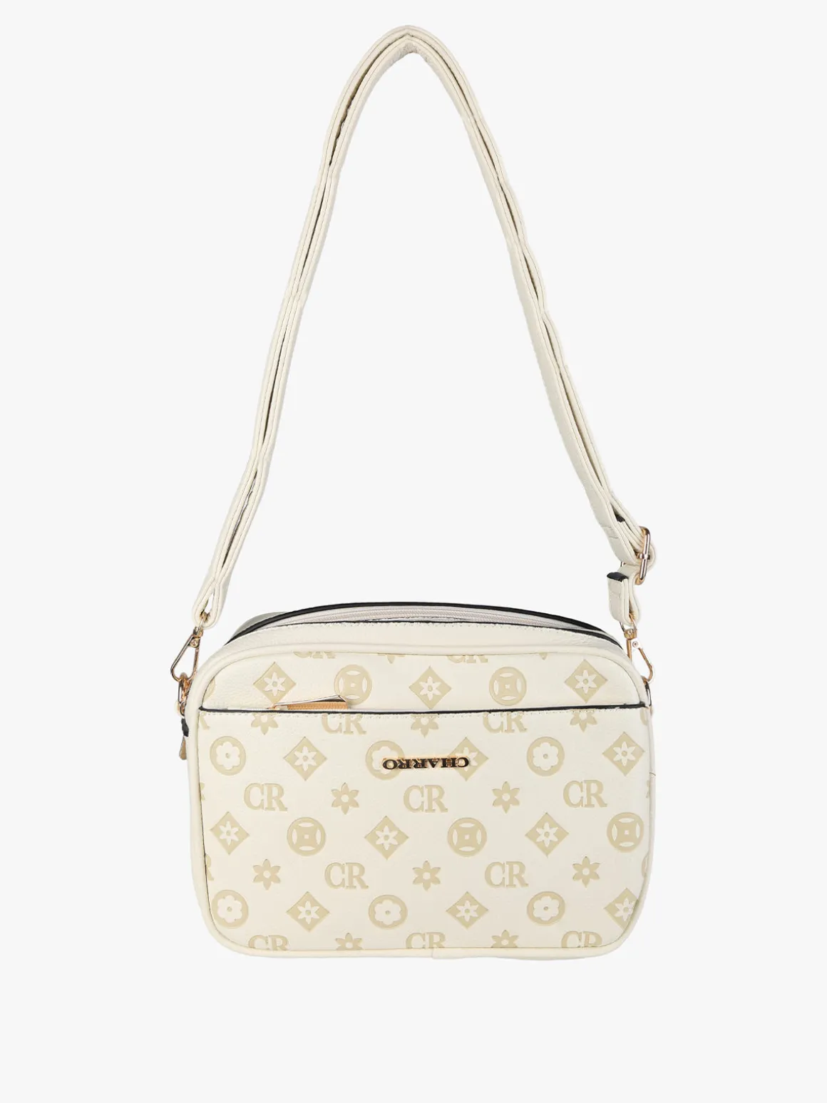 Charro Borsa a tracolla da donna con stampa monogramma - beige