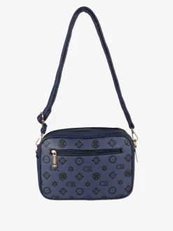 Charro Borsa a tracolla da donna con stampa monogramma - blu scuro
