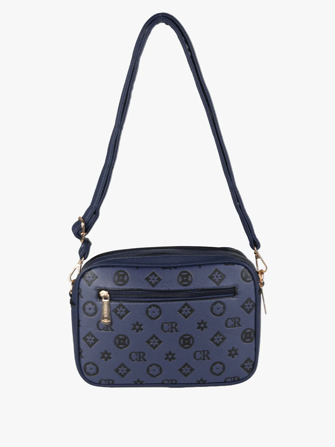 Charro Borsa a tracolla da donna con stampa monogramma - blu scuro