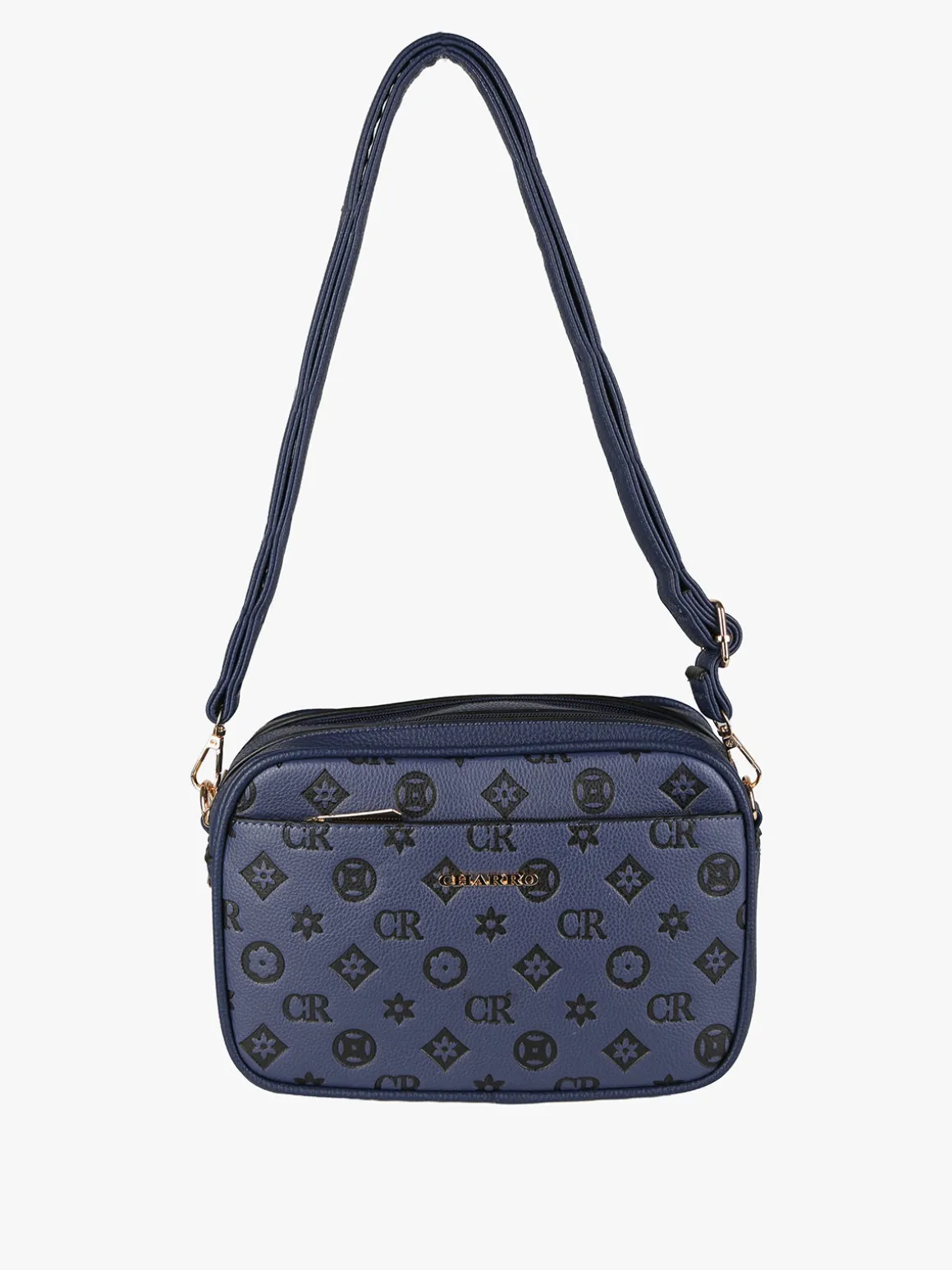 Charro Borsa a tracolla da donna con stampa monogramma - blu scuro