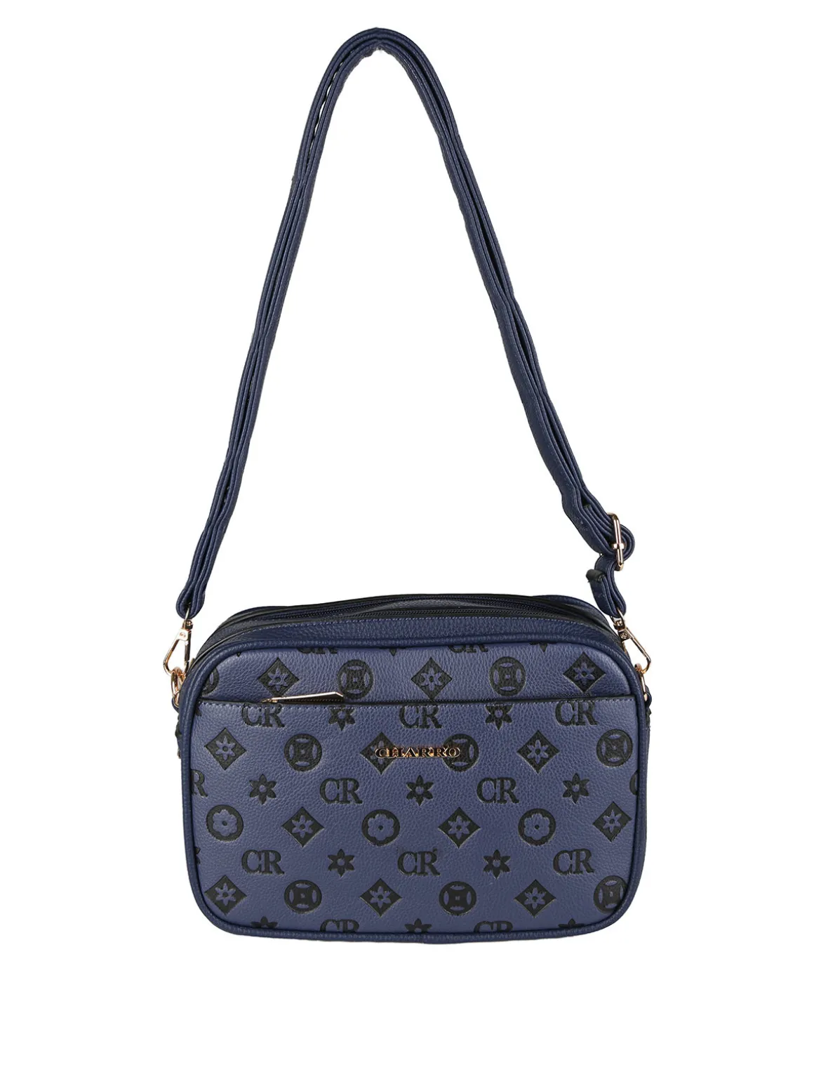 Charro Borsa a tracolla da donna con stampa monogramma - blu scuro